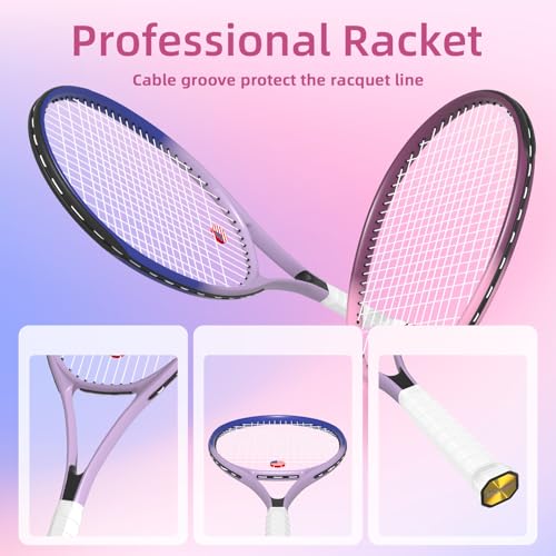 Tennis Rackets for Adults 27 Inch Tennis Racquets Set Included Tennis Racket Tennis Balls Overgrips Vibration Dampers Tennis Bag