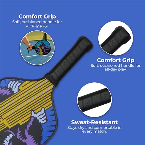 Pop Art Paddles Carbon Fiber Pickleball Paddles - Cushion Grip Pickleball Paddle Grip - Lightweight Pickleball Paddles - Ideal Gift for Men & Women
