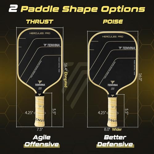 TENVINA Pickleball Paddles, Thermoformed T700SC Carbon Fiber Pickleball Paddle, Pickle Ball Paddle USAPA Approved with Dominant Power and Larger Sweet Spot