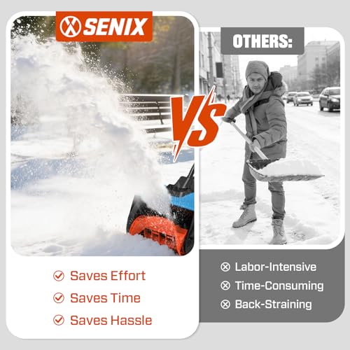 SENIX Corded Snow Shovel, 13 Inch Electric Snow Blower with 26ft Max Throwing Distance, Plows 480lbs/min, Removes Snow from Driveway, Sidewalk, Steps, Patio & Decks