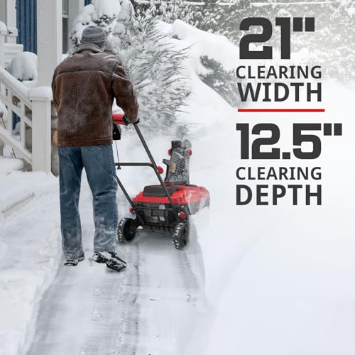 PowerSmart 21 Inch Electric Snow Blower - 120V 15 Amp, 2100 RPM, LED Light for Yard, Road