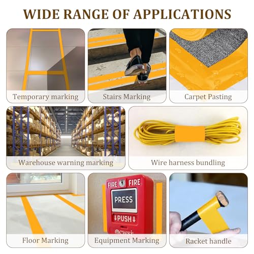 AEXHOT 328FT Pickleball Court Marking Kit Orange Temporary Pickleball Court Lines Tape for Badminton, Tennis, Basketball, Pickleball Court Marking (Yellow)