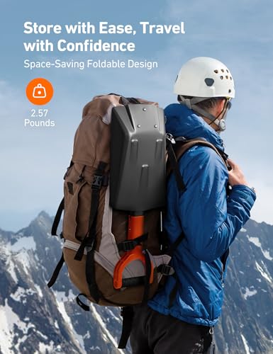 AstroAI 38.4" Folding Snow Shovel for Car, Extendable Snow Shovel with Thickened Aluminum Handle and Reinforced Iron Hinge, Portable and Multifunctional for Driveway, Cars, Camping and Mud, Grey