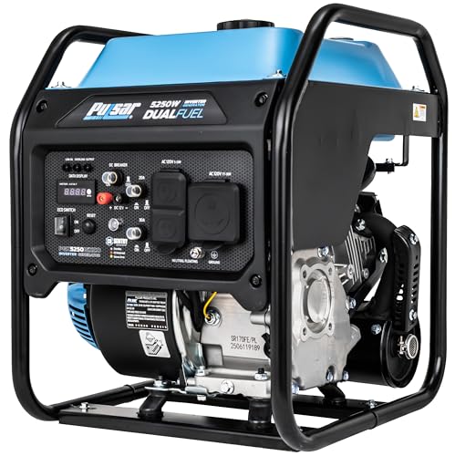 Pulsar PGX5250BiXCO 5250W Dual Fuel Inverter Generator – Gas & Propane, CO Sentry, RV Ready 30A Outlet, Digital Display, Portable Quiet Power for Home Backup, Camping & Jobsite