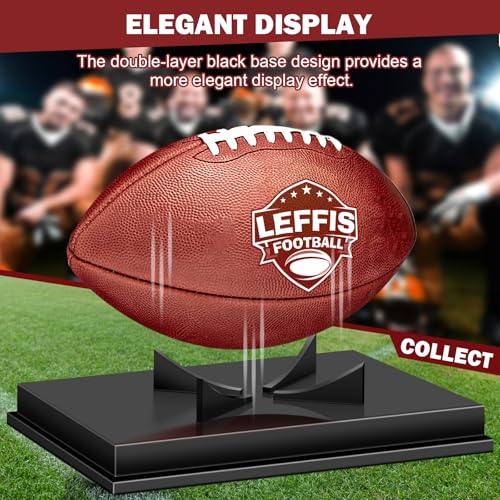 Leffis Football Display Case, Acrylic Football Case Display Case, Memorabilia Display Cases with Removable Built-in Football Display Stand for Autographed Football (No Assembly Required)