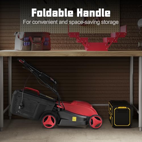 Toolsempire Electric Lawn Mower, 13" Corded Lawnmower with 10 Amp Copper Motor, 6.6-Gallon Grass Collection Box & 3-Position Heights, Push Lawn Mower Electric De-Thatcher for Garden & Farmyard (Red)