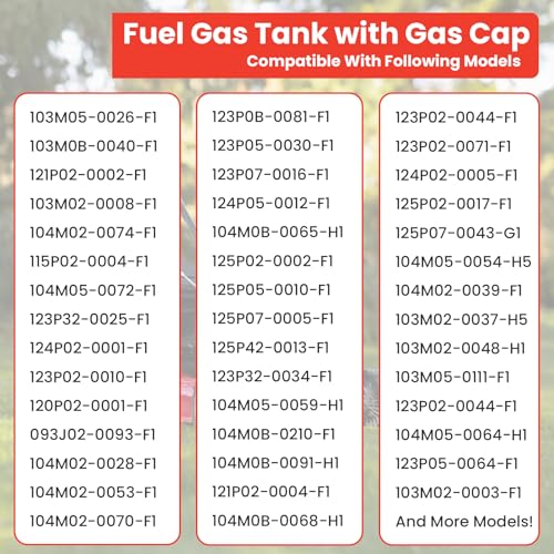 84004115 Fuel Gas Tank with Lawnmower Gas Cap Engine Fuel Tank, Plastic Gas Tank Compatible with B&S, Replace 594112