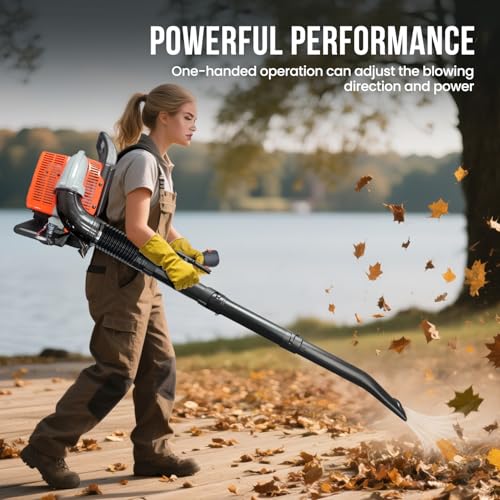 RIDALIYA 63CC Gas Leaf Blower, 3.2HP Backpack Blower with 660 CFM Air Volume and 200 MPH Wind Speed, Powerful 2-Stroke Engine for Heavy-Duty Lawn, Yard, and Parking Lot Cleanup
