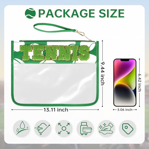 PPeen Tennis Gifts Tennis Bags Accessories for Women Makeup Cosmetic Bags Chenille Letter Clear Zipper Toiletry Pouch