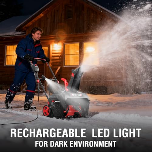 AMERISUN Electric Snow Blower, 21-Inch Corded Snow Thrower, 15-Amp, with LED Light for Yard Driveway Deck(AM7521)