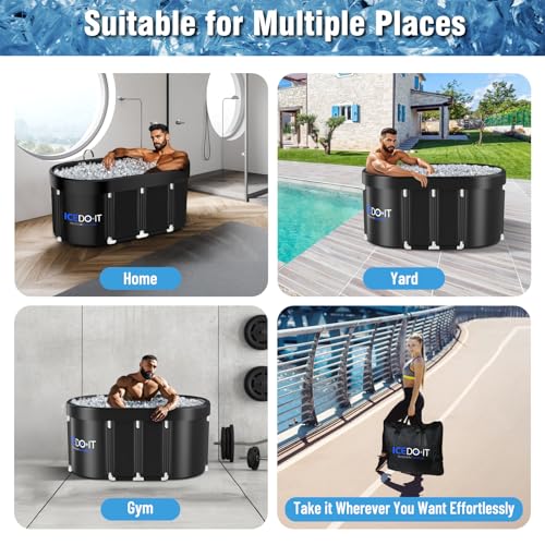 Tomaje Upgrade 129 Gal XL Large Oval Ice Bath Tub for Athletes, Collapsible Cold Plunge Tub-Multiple Layered for Post-Exercise Recovery, Portable Bathtub for Home, Gyms, Indoor, Outdoor use