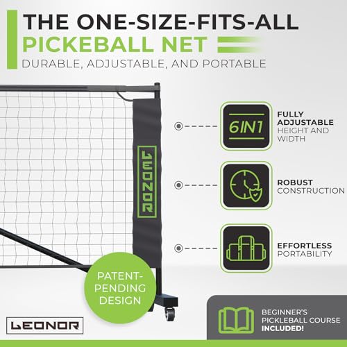 6 in 1 - Multi Sport Net - Pickleball Net, Badminton Net, Tennis Net, Outdoor Volleyball Net for Backyard - Regulation Size 22ft & Half Court 11ft - Patented Portable Pickleball Net & Driveway Nets