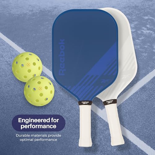 Reebok - Pickleball Set for 2 Players, Fiberglass Power Paddles with 13mm Polypropylene Core, Comfort Grip Handles, Aero Flight Balls, Ideal for Sports and Enthusiasts