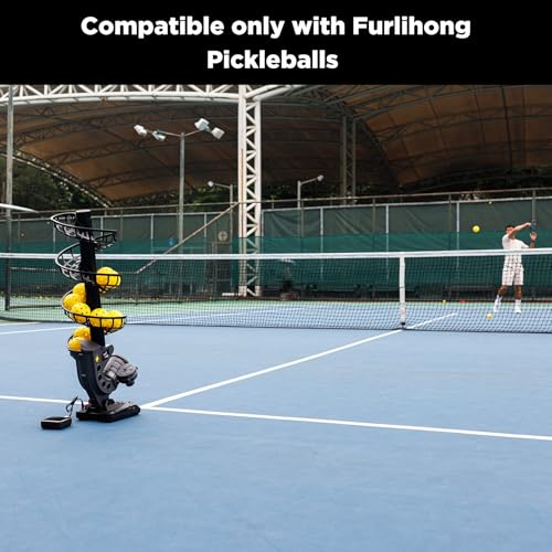Furlihong 388PBH Pickleball Machine, 4 Adjustable Angles, Includes 9 Pickleballs, Powered by Power Bank/Battery, for Beginners