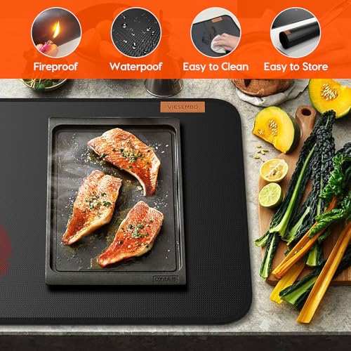 Fireproof Stove Cover, Heat Resistant Stove Top Covers for Electric Stove, 30x21 Inch Glass Stove Top Cover Oven, Waterproof Cooktop Cover, Electric Stove Top Cover Mat, Glass Stove Top Protector