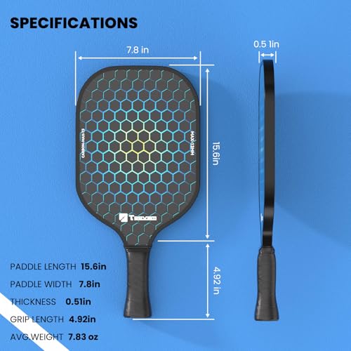 Toovem Carbon Fiber Pickleball Paddles – Lightweight 2 Sets T300 / 1 Set T700 Pickleball Paddle Carbon Fiber Racket, Pickle Ball Paddles Gifts with Bag & 4 Balls, for Beginner to Advanced Players
