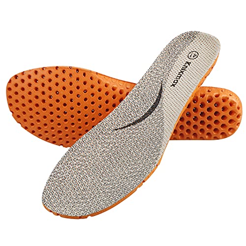 Knixmax Men's Sport Shoe Insoles, Orthotic Running Inserts with Arch Support, Breathable Cushioning Sneaker Soles, Comfort Pigskin Leather Insole for Hey Dudes EU 43