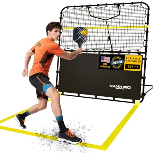 NaxKizo 7x7 FT Pickleball Rebound Net, Pickleball Net for Dinks Volleys Hits Training, Freely Adjustable Angle Various Ball Practice Rebounder for Outdoor Indoor