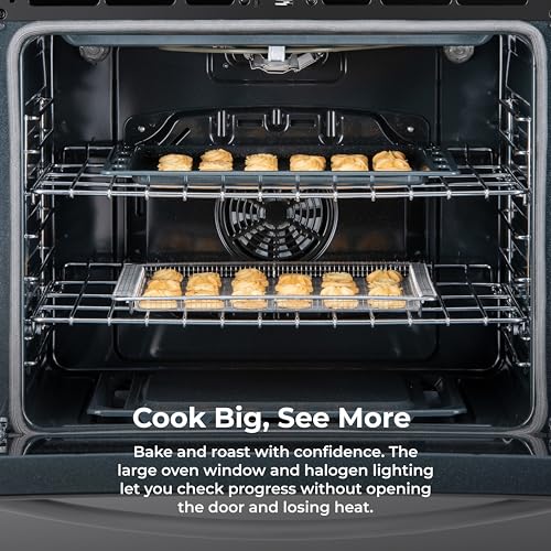 Kenmore 2276843 5.6 cu. ft. Front Control Gas Range Oven with 5 Burners - Fan Convection, Air Fry, Self Clean, Turbo Boil+, Chrome Racks, Cast Iron Grates, Wok Ring, LP Kit - Stainless Steel