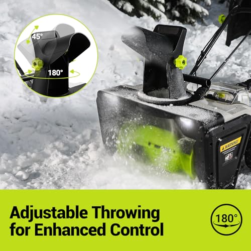 Cordless Snow Blower: DEKOPRO 40V|20-Inch Cordless Snow Thrower, Electric Snow Removal with Adjustable Chute, LED Light, Electric Snow Blower with 25ft Throw Distance