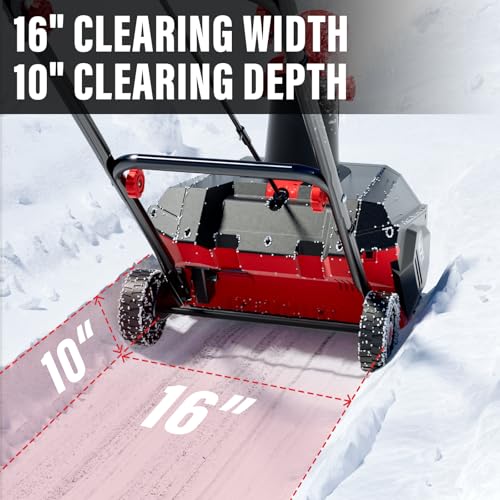 MZK 16-Inch Electric Walk-Behind Snow Blower with 20ft Throwing Distance, Electric Snow Blower with 13-Amp Motor,Directional Chute Control, Black(SB16A06)