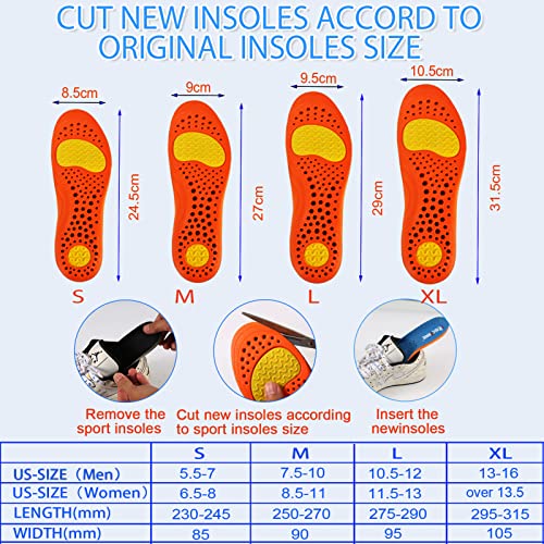 Risctrre Insoles for Men and Women- Support Shock Absorption Cushioning Sports Comfort Inserts, Breathable Shoe Inner Insole for Running Walking Hiking Working(L)