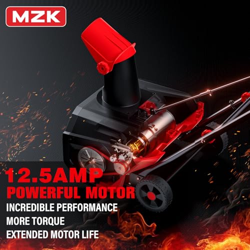 MZK 16-Inch Electric Walk-Behind Snow Blower with 20ft Throwing Distance, Electric Snow Blower with 13-Amp Motor,Directional Chute Control, Black(SB16A06)