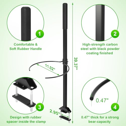 CAROD Zero Turn Mower Handle, 5 Gallon Bucket Bracket Holder with Clip, Lawn Mower Accessories Mounting Handle Kit for Outdoor Garden Trash Yard Cleaning Grabber Tool, Black