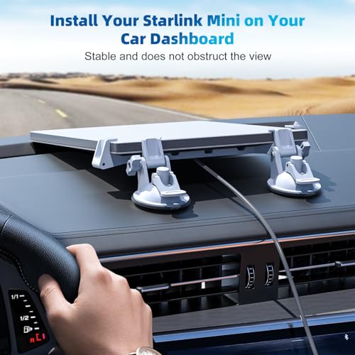 FONKEN for Starlink Mini Car Mount for Dashboard for Starlink Mini Dash Mount for Starlink Mini Suction Cup Mount for Dashboard & Windshield Suitable Most Vehicles and Ensures Stable Satellite Signal