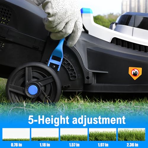 ROYAL GARDEN 13 Inch Lawn Mower Cordless Electric Walk Behind Push Mower with 5-Height Adjust Portable & Lightweight Push Battery Powered Lawn Mower (4.0AH Battery & Charger Included)