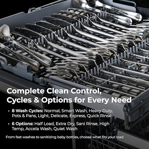 Kenmore Elite 24" Built-In Dishwasher - UltraWash Plus, TurboDry, QuietWash, SmartWash, TurboFlex Third Rack & Reach-Thru Handle - 15 Place Settings - 42 DBA - ENERGY STAR Certified - Stainless Steel