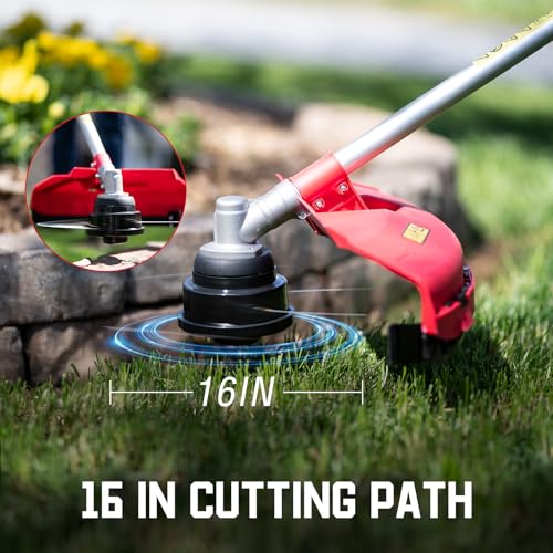 PowerSmart 25.4cc Gas Weed Wacker, String Trimmer/Edger 16-Inch with 10-Inch Brush Cutter for Grass Cutting