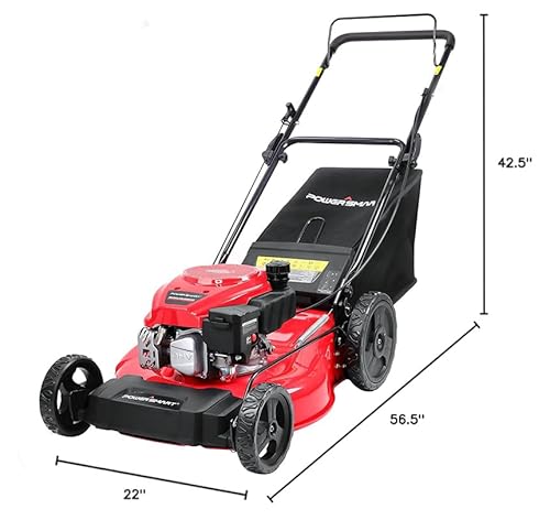 PowerSmart Gas Lawn Mower 21-Inch 144cc OHV Engine 2-in-1 Push Mower with Bagging