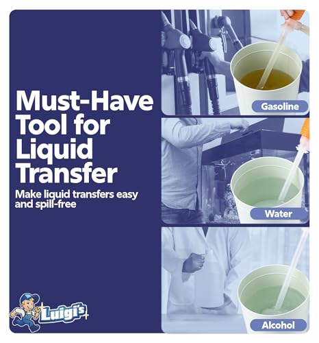 Luigi's Siphon Pump - Siphon Hose for Water & Gasoline Fuel Transfer - Large Hand Water Pump for Squeezing Gas Lawn Mowers & Manual Pumping Petrol Liquid Syphon Alcohol and more