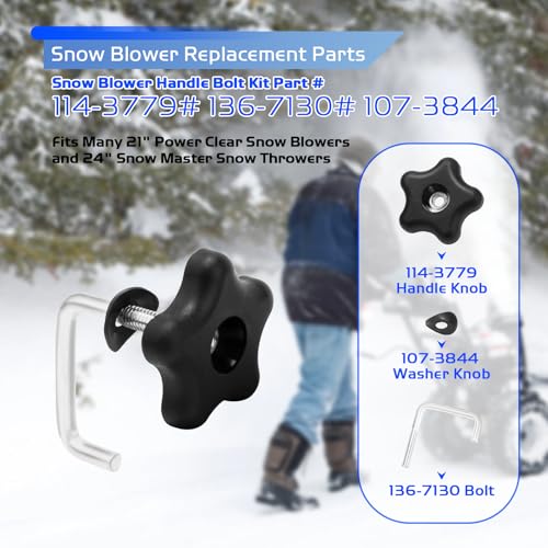 114-3779 & 136-7130,107-3844 Snow Blower Handle Knob and Lock Bolt Screw Kit Compatible with Toro Lawn Mowers/Snow Blowers, for 21" Power Clear and 24" SnowMaster Snow Blowers