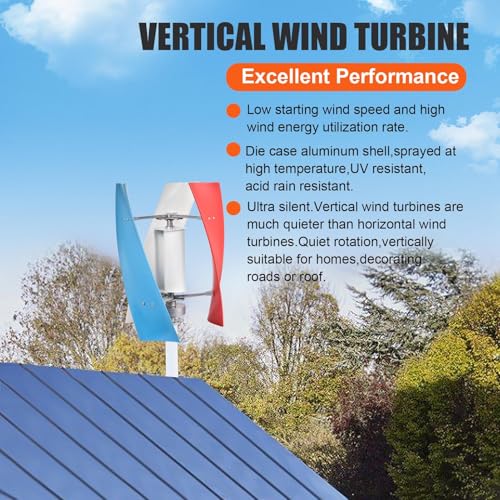 3000W Wind Turbine Generator Kit,12V/24V Vertical Axis Wind Turbine,Maglevs Winds Generator With Controller,Quiet 3 Leaves Small Household Windmill For Boats, Terraces, Cabins, Home,Industrial Energy