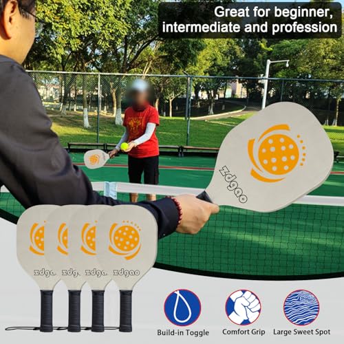 Zdgao Portable Pickleball Net Set with Paddles Set of 4, 22FT Official Size Pickleball Net, 4 Outdoor Pickleballs and Carry Bag, Weather Resistance Strong Steel Frame