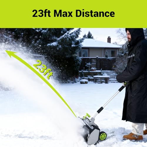 Cordless Snow Shovel: DEKOPRO 40V|17-Inch Cordless Snow Blower，Electric Snow Shove with Adjustable Chute, Lightweight Electric Snow Blower for Sidewalks & Stairs (2×20V Batteries)