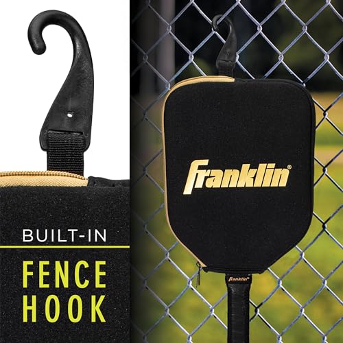 Franklin Sports Pickleball Paddle Cover - Black + Pink Case for Pickleball Paddles - Protective Racket Cover with Hook - Fits Standard Size Rackets -Black/Gold