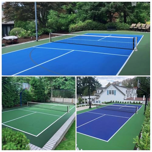VANCL Aluminum Surface Mount Pickleball Net Heavy-Duty Rust-Proof Aluminum Posts with Hand Crank Tension System - 22ft Regulation Size - Includes Concrete Anchors & Accessories