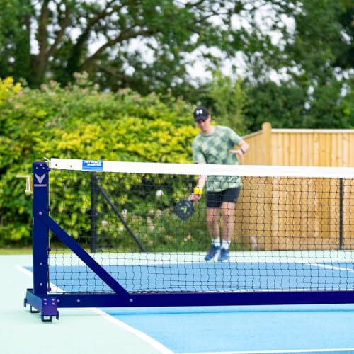 Vermont 360° Freestanding Pickleball Posts [IFP Regulation] – Ultra-Durable, Lightweight & Portable Aluminium Pickleball Paddle Tennis Net Sets (Pickleball Net and Posts, Blue, with Weights)