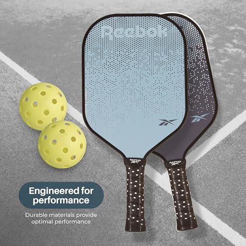 Reebok - Pickleball Set for 2 Players, Carbon Fiber Paddles, Spin Control, Durable Polypropylene Core, Precision, Ideal for Sports and Enthusiasts