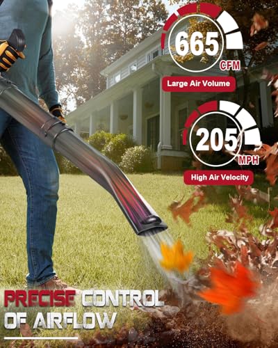 Thalorus 63CC Gas Backpack Leaf Blower, 2-Stroke, 665 CFM, 205 MPH, Variable Speed & Cruise Control, Ergonomic Harness, Reduced Emissions, for Fast Yard Cleanup (TR695 Pro)