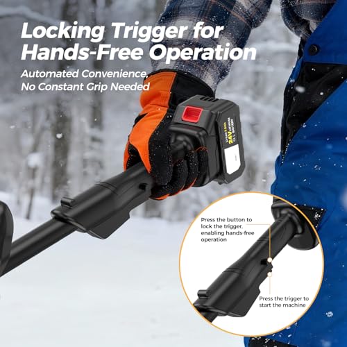 Krmspe Electric Snow Shovel, 21000RPM Cordless Snow Blower, 13" Snow Blower with 2 Powered 24V Batteries, Lightweight for Easy Snow Removal on Steps,Patio,Driveway,Home,Yellow