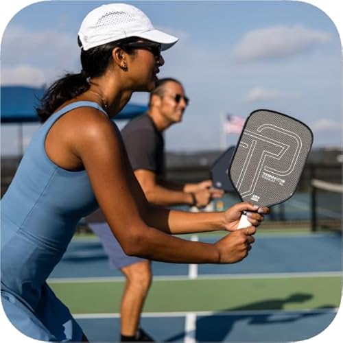 Titan Pickleball Titanium Pro Pickleball Paddles, 8mm PP Honeycomb Duo Core, Carbon Fiber Pickleball Paddle, Elongated, USAPA Approved, 14mm Thickness, Toray T700 Pickleball Paddle