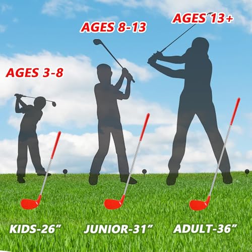 26" Backyard Golf Club Set with Oversize Heads Golf Balls Bucket Golf Game Chipping Clubs for Outdoor Yard Training Practice Gift (Right Hand) (26in/Kids (3-8))