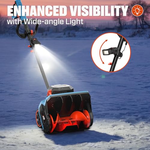 SENIX 60V 15" Cordless Snow Blower, Snow Shovel with Wheel for Decks, Steps, Driveways & Walkways |Brushless Motor, 6000mAh Battery, 6" Depth, 33FT Throw, 600lbs/m, LED Lights, 2 Speed, 75° Direction