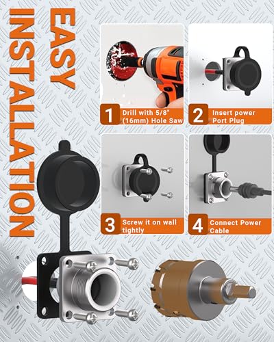 SOTOFY Starlink Mini DC Cable Panel Mount, Waterproof DC Power Female Socket Connector, Rv Wall Socket Passthrough Plug Kit for Car, Van, Camper, Boat, Battery Box