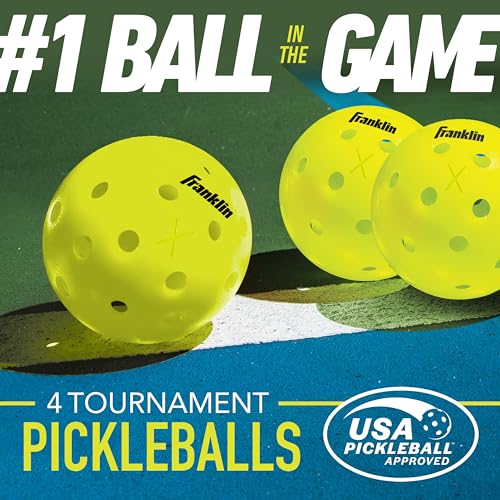 Franklin Sports - Aluminum Pickleball Paddle 4 Player Paddle and Ball Set- USA Pickleball (USAPA) Approved