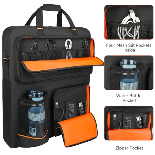 MRINCA Solar Panel Storage Bag - Padded Carrying Case Compatible with Jackery SolarSaga 100/100X/200W & Anker Solix PS100/PS200, Travel Bag with Shoulder Strap & Multi-Pockets, Black